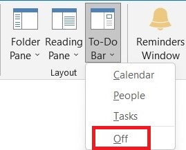 To Do bar disappearing in Outlook