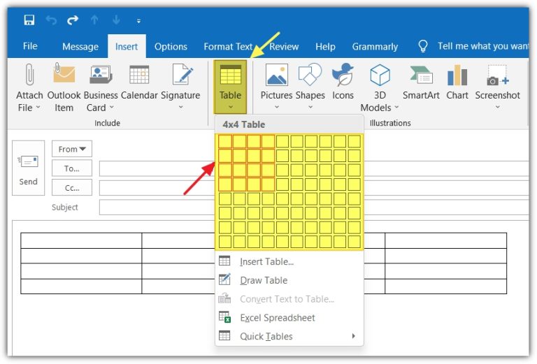 How To Insert Table In Outlook Email Outlook School