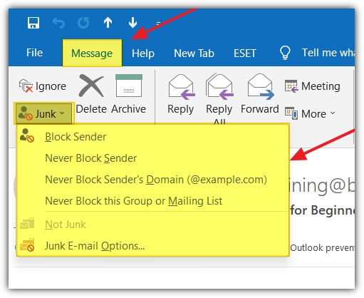 change junk mail settings outlook