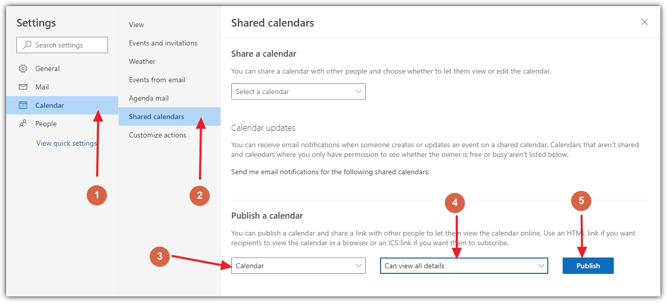 Outlook shared calendar