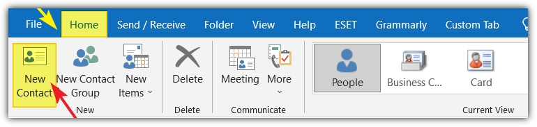 How to add a contact in outlook_02