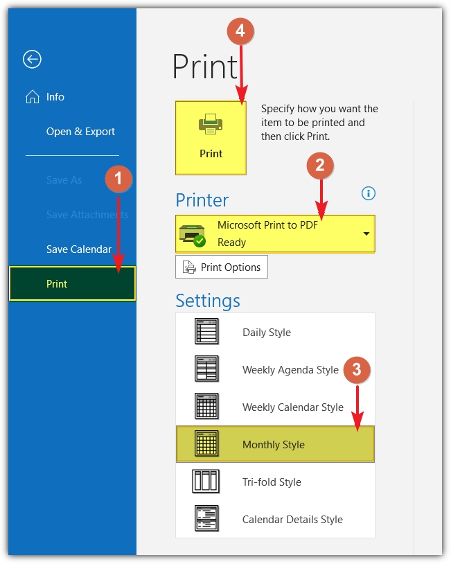 How to print a blank calendar from Outlook Outlook School