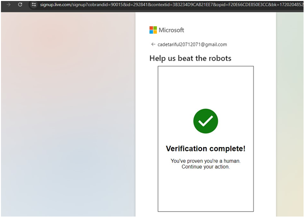 outlook web account verification