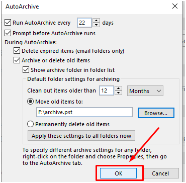 autoarchive settings 