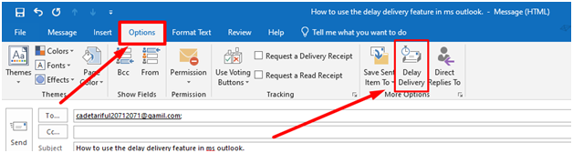 Delay Delivery in MS Outlook