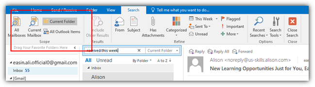 Search Function of MS Outlook 04